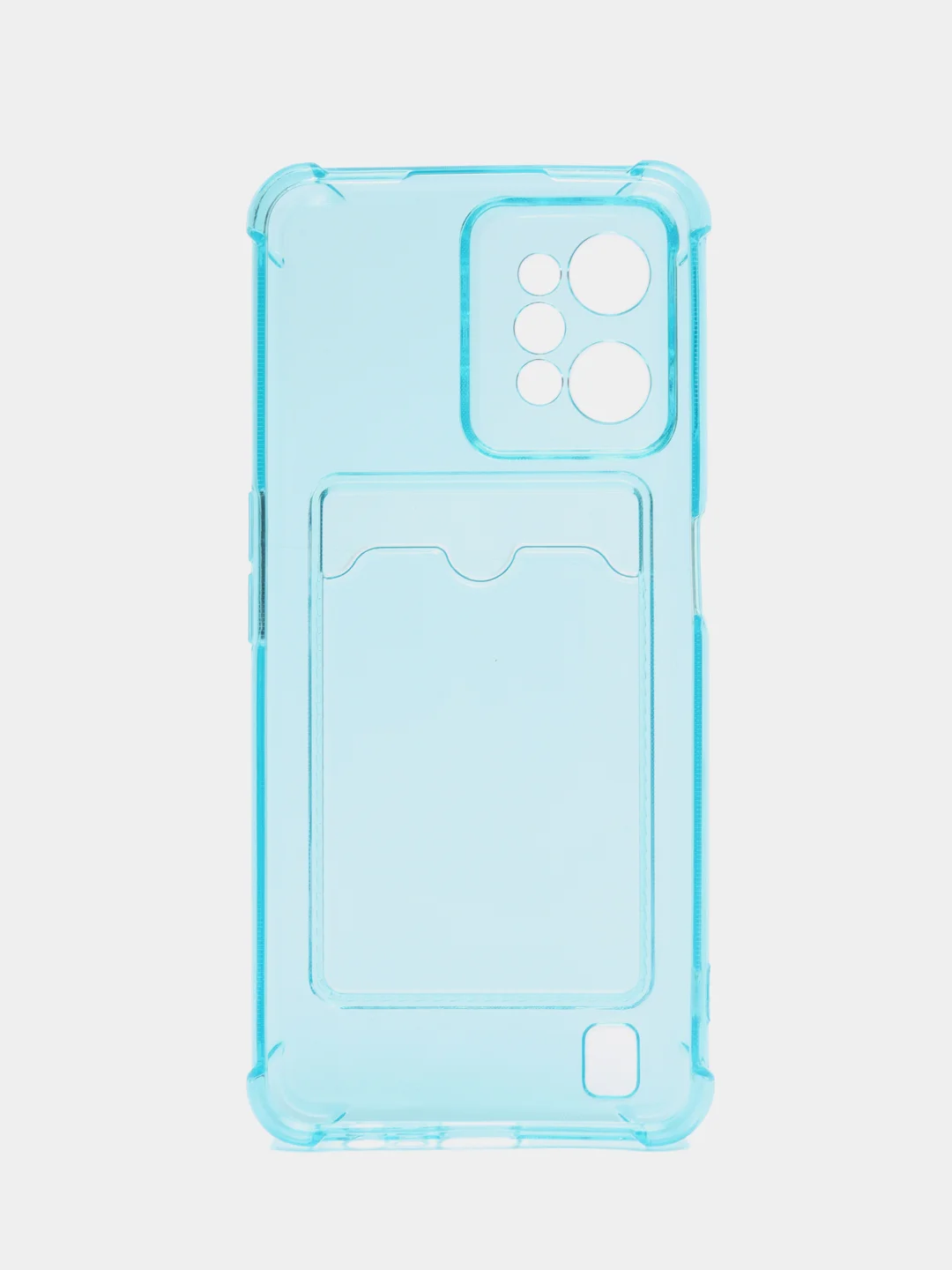 Лазурный силиконовый чехол для Realme C31 (Реалми С31), с карманом для карт, прозрачный
