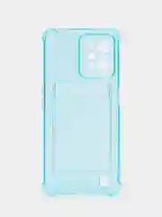 Лазурный силиконовый чехол для Realme C31 (Реалми С31), с карманом для карт, прозрачный