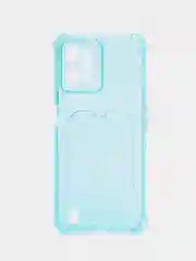 Лазурный силиконовый чехол для Realme C31 (Реалми С31), с карманом для карт, прозрачный