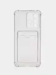 Хром силиконовый чехол для Vivo V23 5G (Виво В23 5 Джи), с карманом для карт, прозрачный