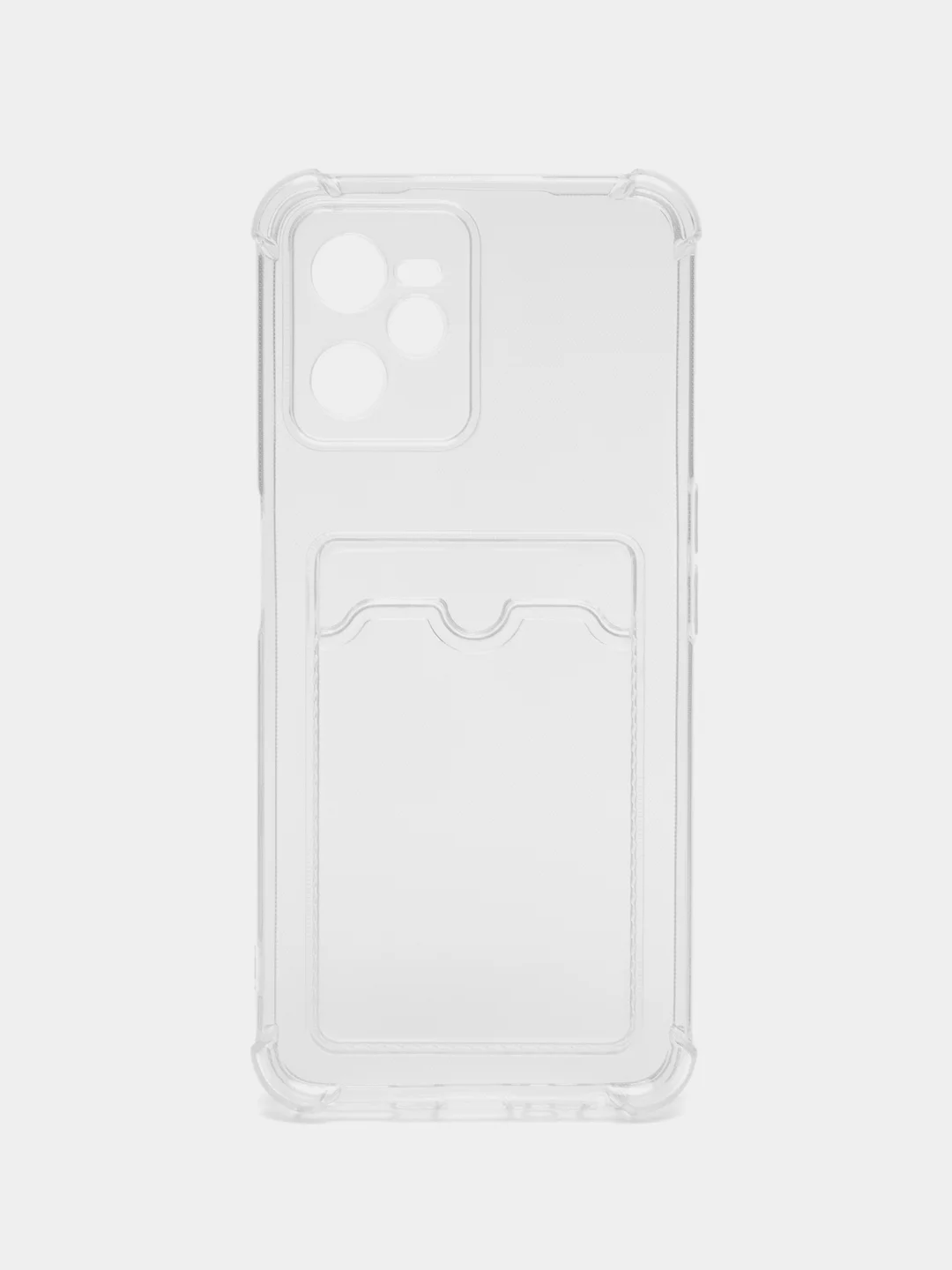 Молочный чехол для Realme C35 (Реалми С35), прозрачный, с карманом для карт