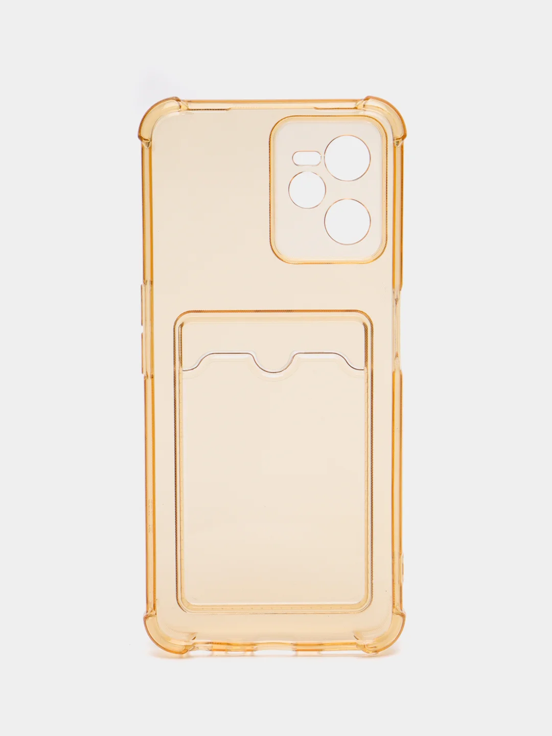 Карамельный чехол для Realme C35 (Реалми С35), прозрачный, с карманом для карт