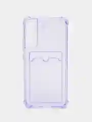 Лавандовый чехол для Samsung Galaxy S22 / S22 Plus / S22 Ultra, с карманом для карт прозрачный