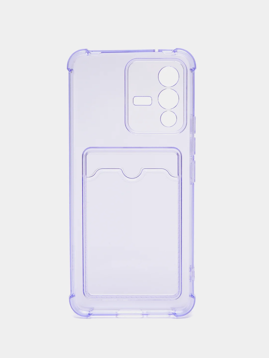 Лавандовый силиконовый чехол для Vivo V23 5G (Виво В23 5 Джи), с карманом для карт, прозрачный