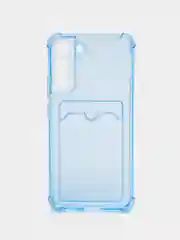 Светло-синий чехол для Samsung Galaxy S22 / S22 Plus / S22 Ultra, с карманом для карт прозрачный