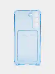 Светло-синий чехол для Samsung Galaxy S22 / S22 Plus / S22 Ultra, с карманом для карт прозрачный
