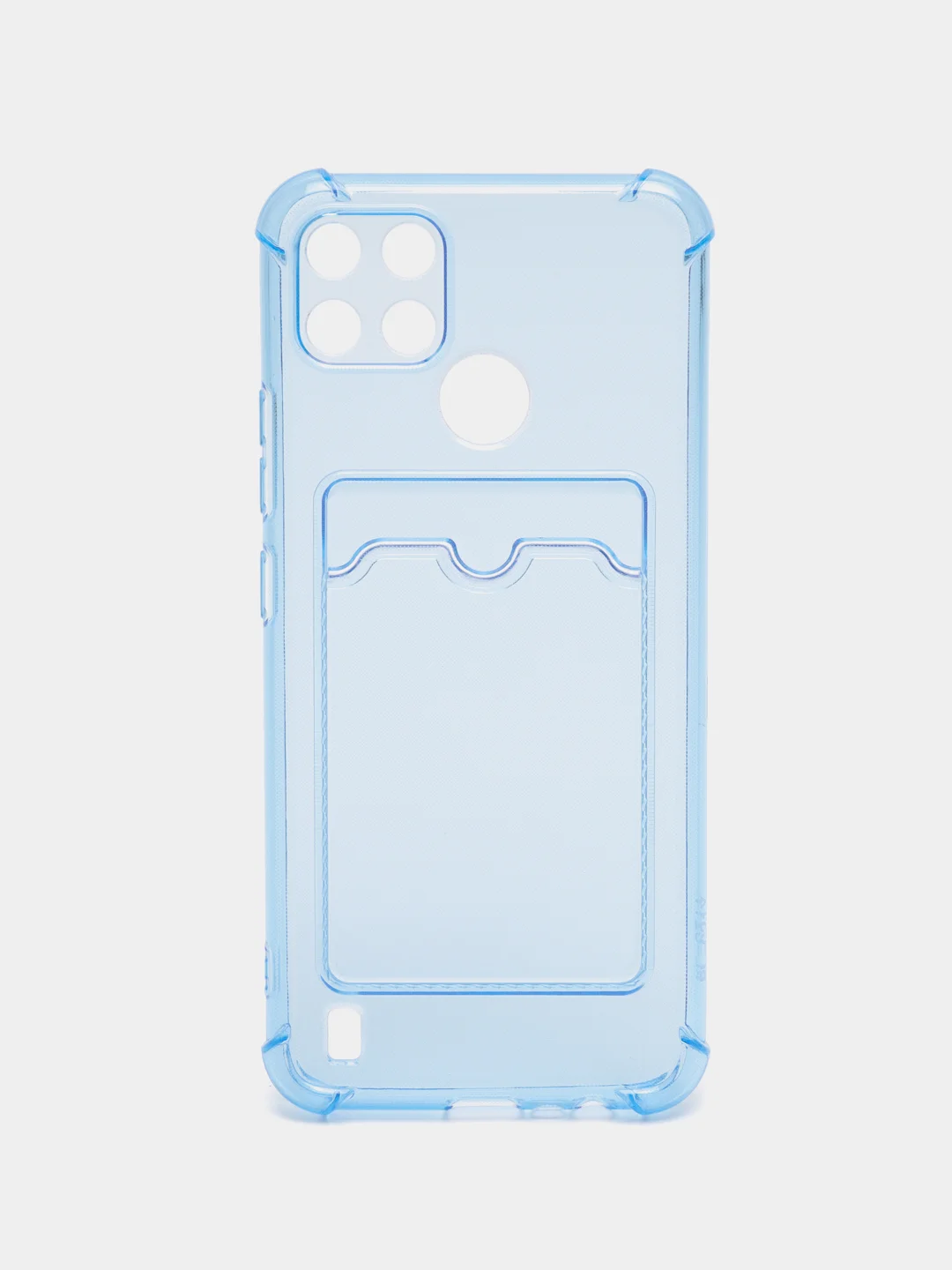 Светло-синий чехол Realme C21Y Realme C25Y Реалми С21у С25у с карманом для карт, прозрачный