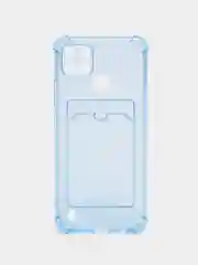 Светло-синий чехол Realme C21Y Realme C25Y Реалми С21у С25у с карманом для карт, прозрачный
