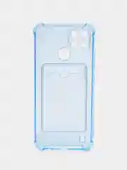 Светло-синий чехол Realme C21Y Realme C25Y Реалми С21у С25у с карманом для карт, прозрачный