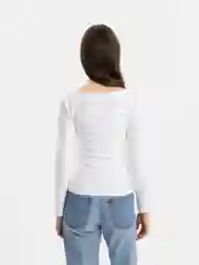 Белый лонгслив женский, флисовый, с вырезом