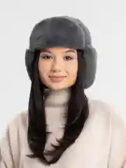 Серый шапка ушанка унисекс