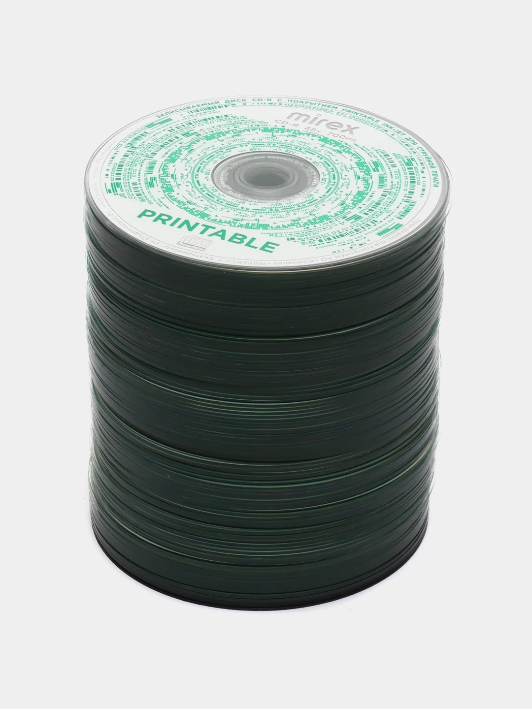 Диск Mirex CD-R 700MB 48x Shrink Ink Printable, 100 штук, UL120038A8T