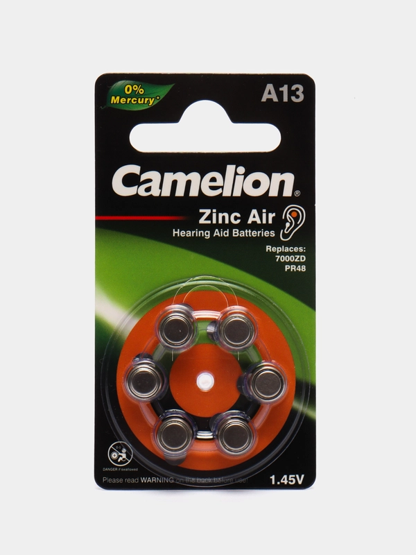 Элемент питания для слуховых аппаратов Camelion ZA13 Zinc Air 0%