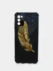 Коричневый чехол силиконовый с принтом и защитой камеры Samsung Galaxy A03s