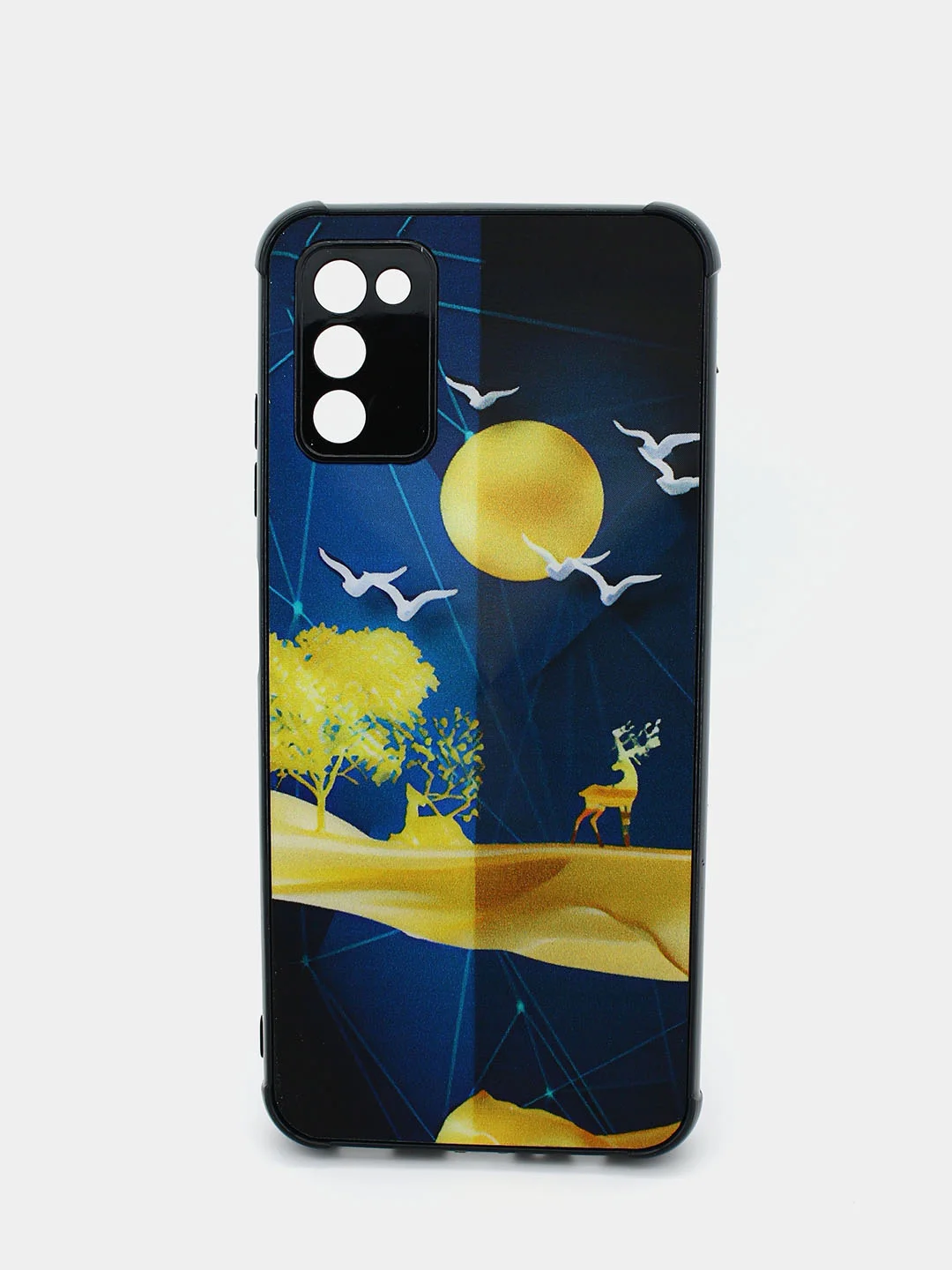 Белый чехол силиконовый с принтом и защитой камеры Samsung Galaxy A03s