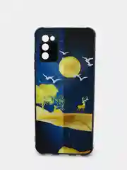Белый чехол силиконовый с принтом и защитой камеры Samsung Galaxy A03s