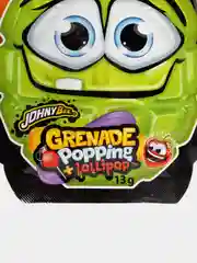 Оранжевый леденец на палочке с шипучей карамелью Johny Bee Grenade, 13 г