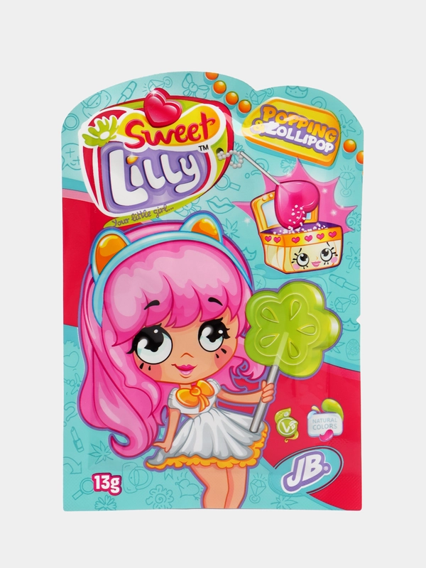 Леденец на палочке JohnyBee Sweet Lilly, с шипучей карамелью, 13 г