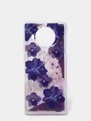 Фиолетовый чехол силиконовый жидкий с блестками для Xiaomi Redmi  Mi 10T Lite Note 9T