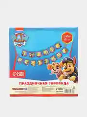 Синий гирлянда на ленте "С Днем рождения! Щенячий патруль", Чебурашка  215 см, 2 вида