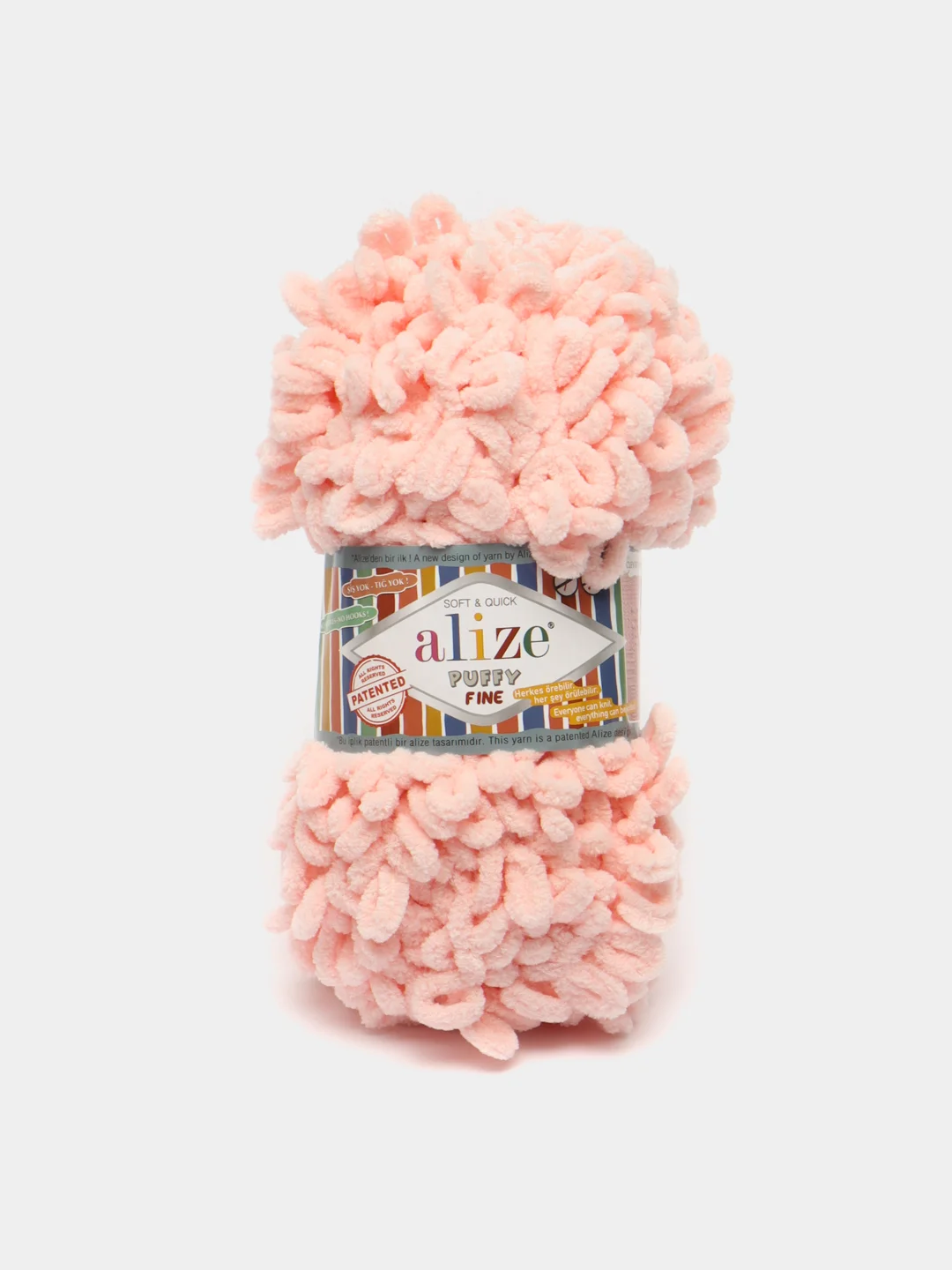 Пудровый пряжа Alize Puffy Fine Ализе Пуффи Файн 100% микрополиэстер Вес 100 г Длина нити 14 м