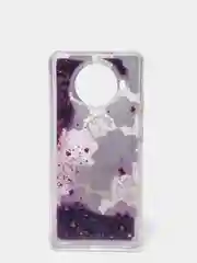 Фиолетовый чехол силиконовый жидкий с блестками Huawei Honor 10X Lite 8C 8A Y6 2019