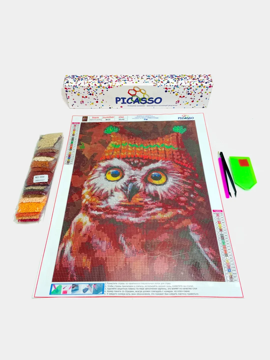 Алмазная мозаика "Сова", 30 х 40 см, без подрамника