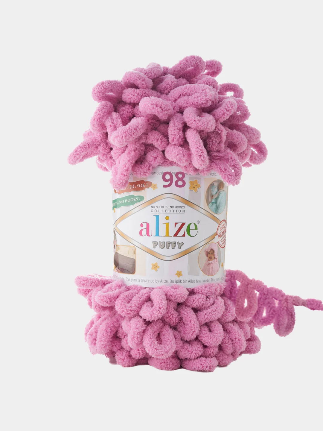 Голубой пряжа с большими петельками Puffy Alize (Ализе Пуффи), разные цвета