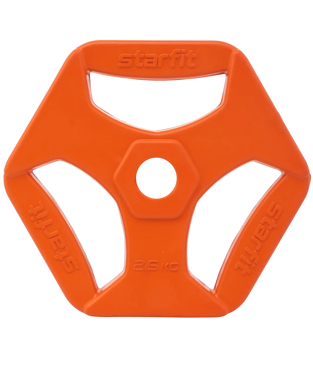 Оранжевый диск обрезиненный с хватами STARFIT, 2,5 кг