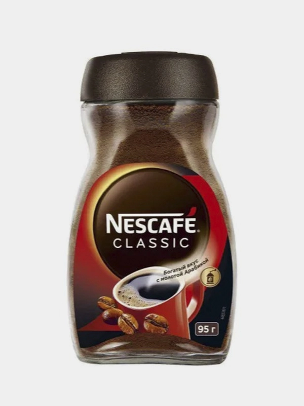 Кофе растворимый Nescafe Classic, порошкообразный, стеклянная банка, 95 г