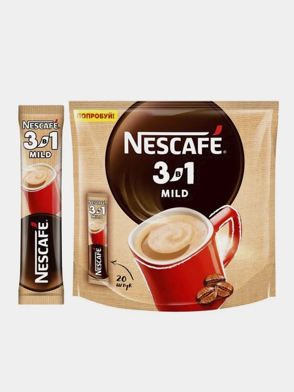 Кофейный напиток Nescafe 3 в 1 Мягкий дой-пак, 20 порций по 14,5 г