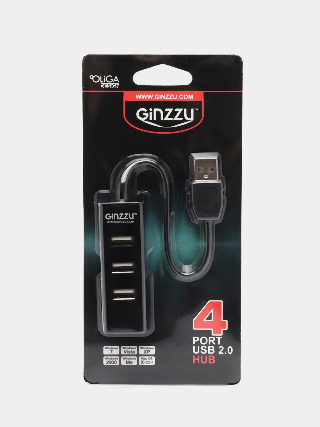 Разветвитель на 4 порта GINZZU, USB 2.0 HUB, USB-концентратор