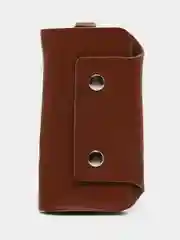 Коричневый ключница, экокожа, 6 карабинов, 10 х 6 см