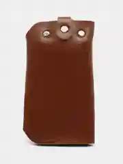 Коричневый ключница, экокожа, 6 карабинов, 10 х 6 см