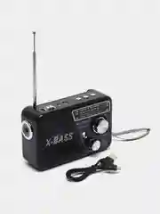 Черный радио с фонарем 521 и mp3-плеером, AM/FM, USB, SD