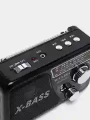Черный радио с фонарем 521 и mp3-плеером, AM/FM, USB, SD