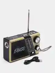 Золотой радио с фонарем и mp3 плеером AM/FM, USB, SD 752
