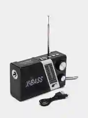 Черный радио с фонарем и mp3 плеером AM/FM, USB, SD 752