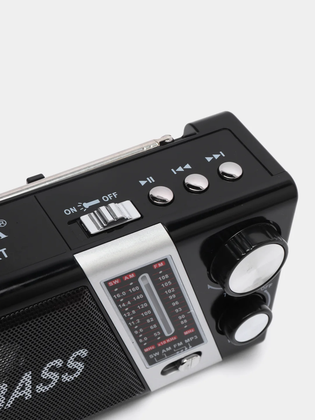 Черный радио с фонарем и mp3 плеером AM/FM, USB, SD 752