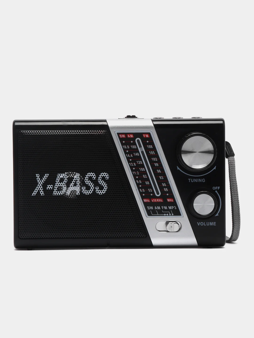 Черный радио с фонарем и mp3 плеером AM/FM, USB, SD 752