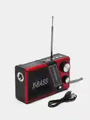 Красный радио с фонарем и mp3 плеером AM/FM, USB, SD 752