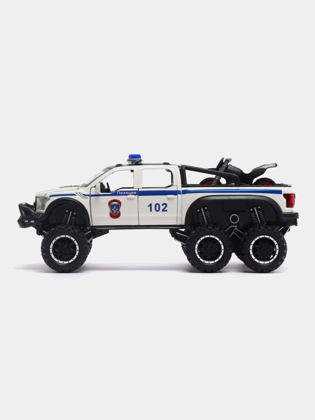 Белый машина металлическая полиция Форд Раптор (Ford Raptor), инерционная, с озвучкой, 21 см