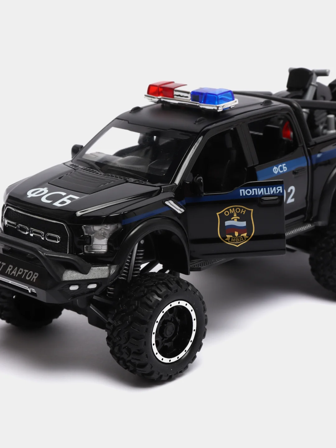 Синий машина металлическая полиция Форд Раптор (Ford Raptor), инерционная, с озвучкой, 21 см