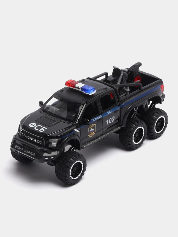 Машина металлическая полиция Форд Раптор (Ford Raptor), инерционная, с озвучкой, 21 см