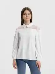 Белый блузка женская, с гипюром