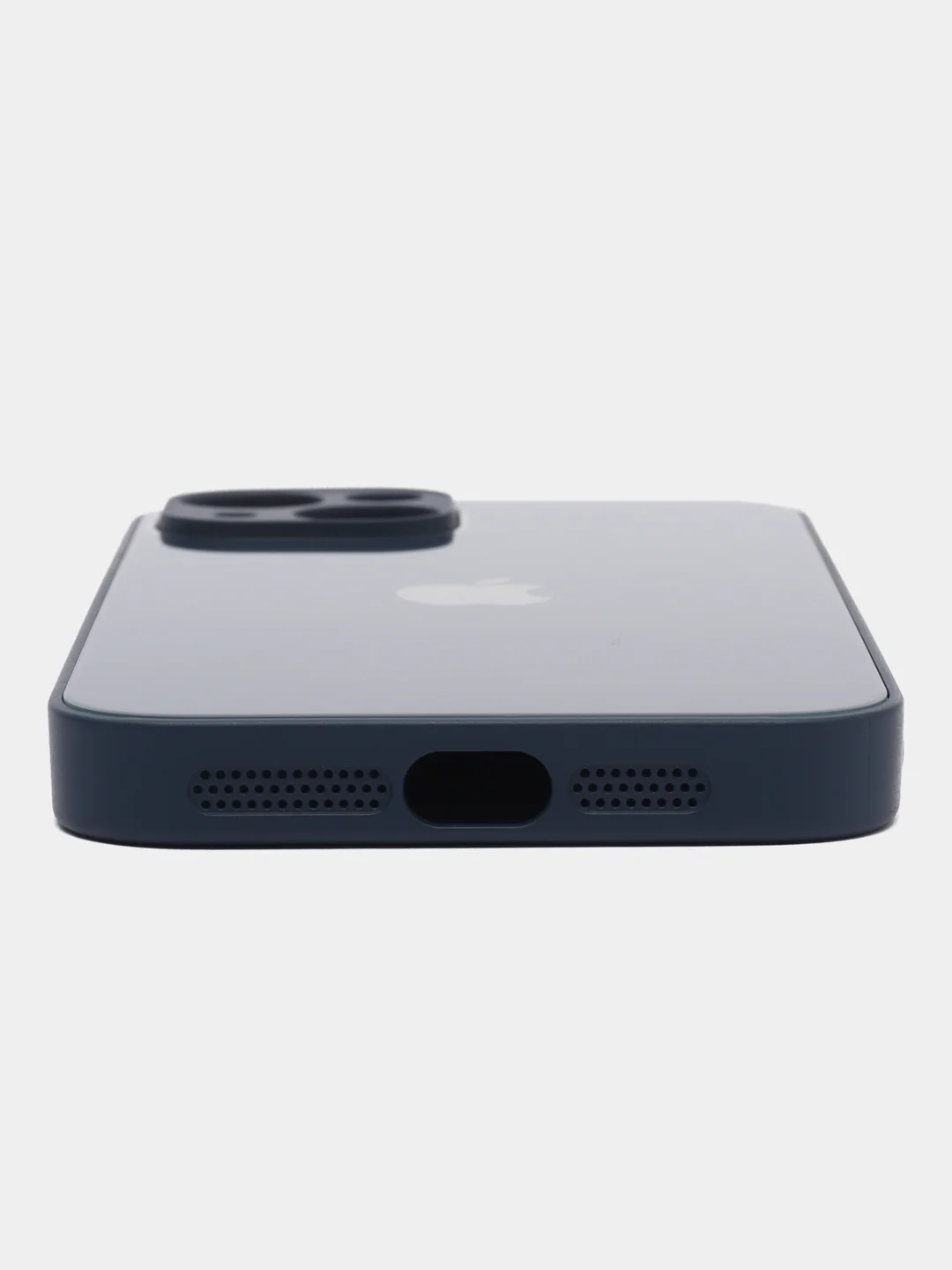 Индиго чехол для iPhone (Айфон) 14, Pro, Plus, со стеклянной панелью