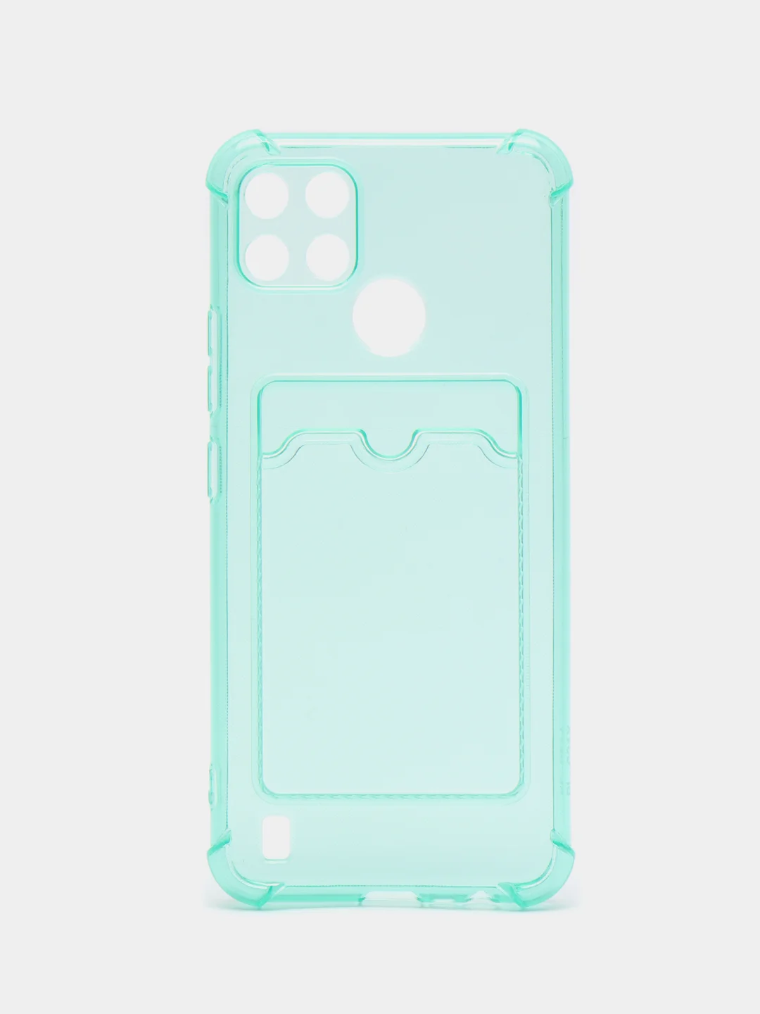 Бирюзовый чехол Realme C21Y Realme C25Y Реалми С21у С25у с карманом для карт, прозрачный
