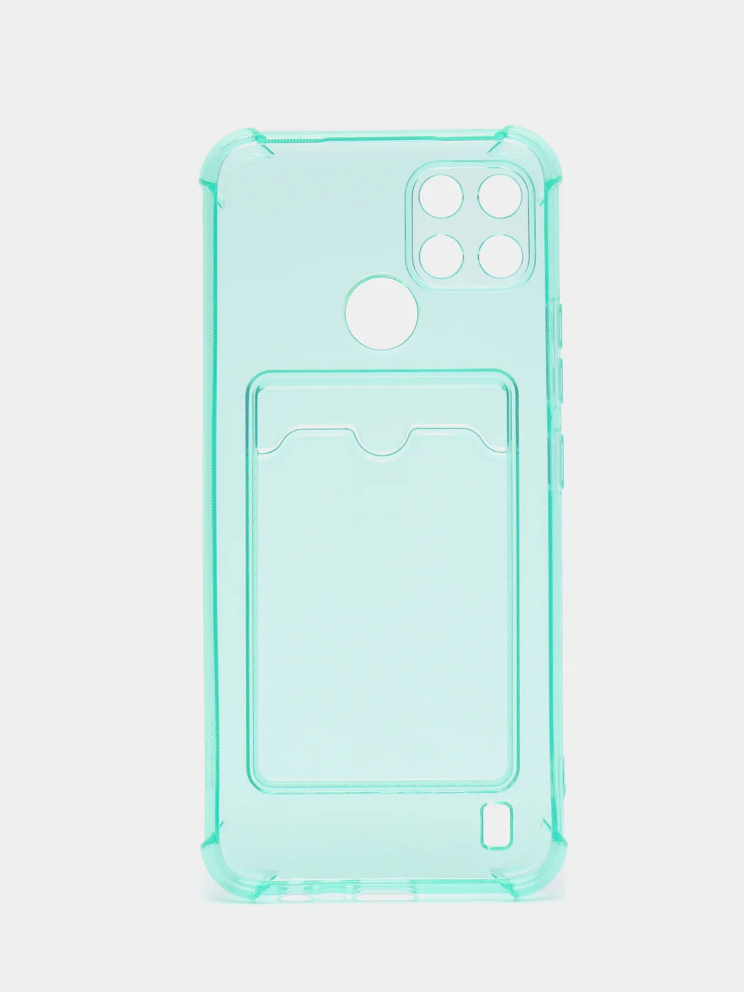 Бирюзовый чехол Realme C21Y Realme C25Y Реалми С21у С25у с карманом для карт, прозрачный
