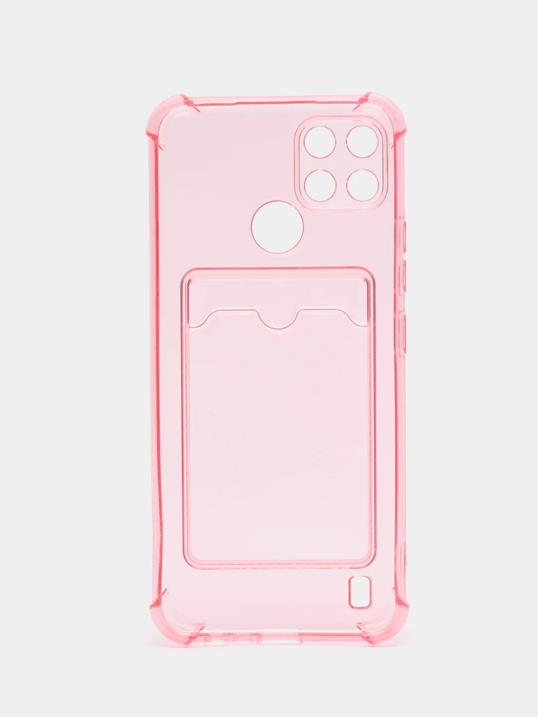 Кораллово-розовый чехол Realme C21Y Realme C25Y Реалми С21у С25у с карманом для карт, прозрачный