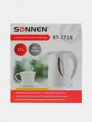 Чайник SONNEN KT-1758, 1,7л, 2200Вт, закрытый нагревательный элемент, пластик, белый